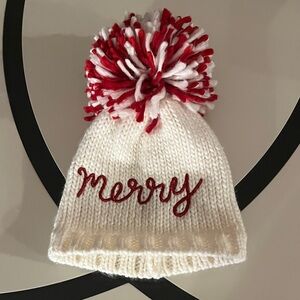 Kids' Merry Knit Pom-Pom Hat - Red & White
